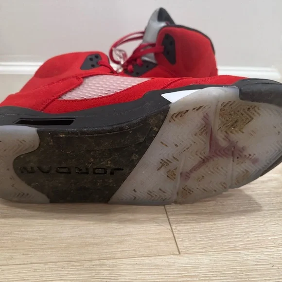 Air Jordan 5 Retro Raging Bull Red Suede Sneakers (size 13M) - Picture 6 of 6